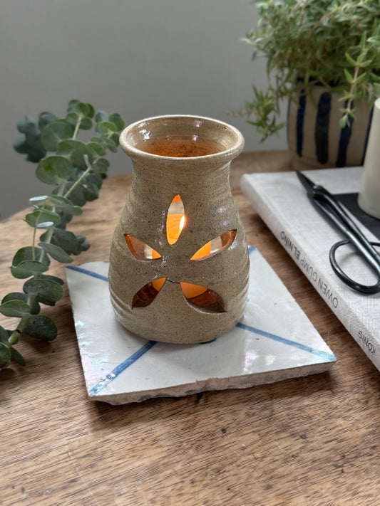 Vintage Studio Pottery Flower Tealight Holder