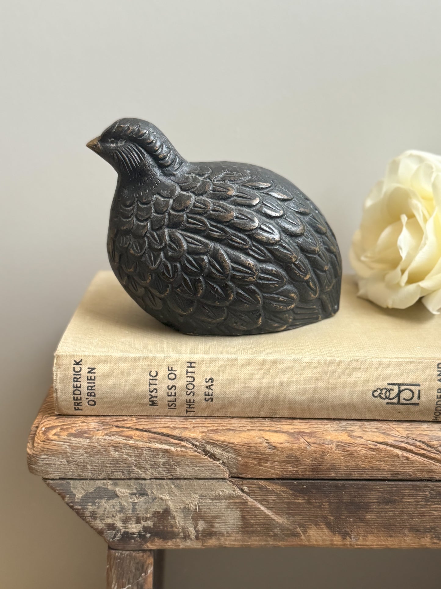 Vintage Solid Brass Quail