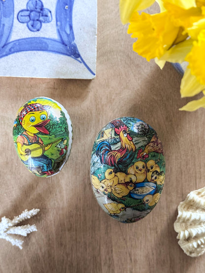 Vintage German Nesting Papier-Mâché Easter Eggs (Set of Two)