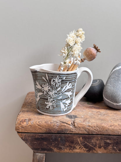 Studio Pottery Creamer by Molly Attrill - Cyanotype Floral Glaze