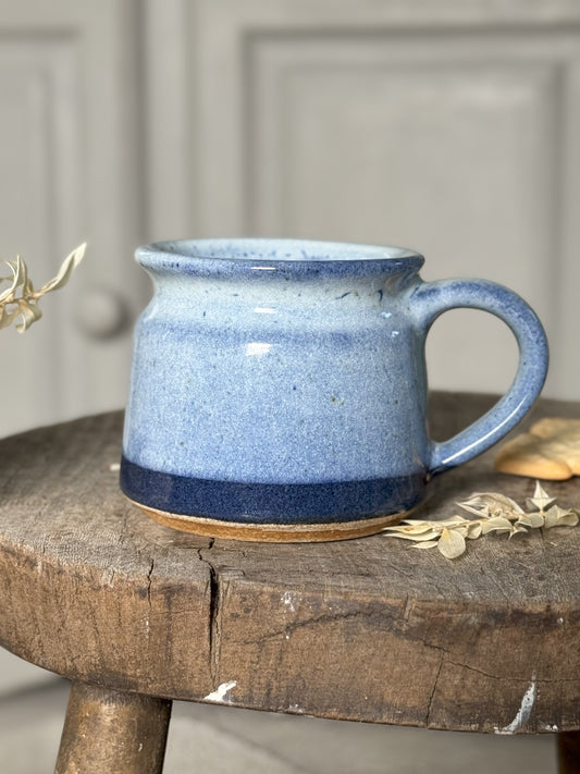 Blue Two Tone Studio Pottery Flat White Cup