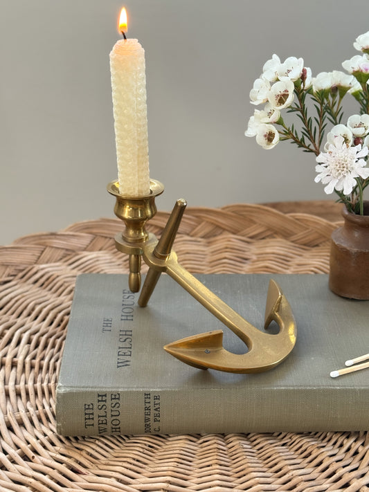 Vintage Brass Ship’s Anchor Candlestick Holder