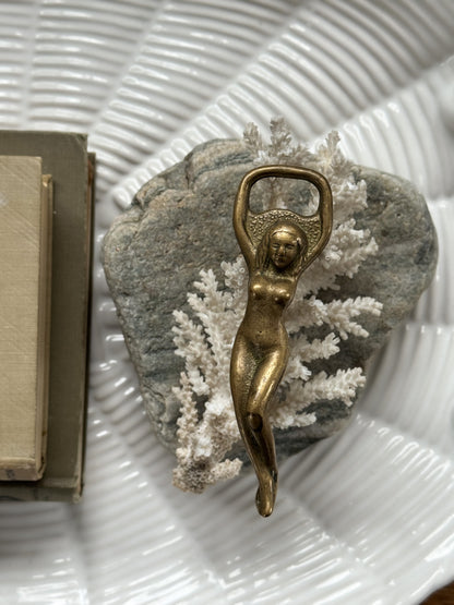 Vintage Art Deco Brass Bottle Opener, Nude Female Form, c.1930s