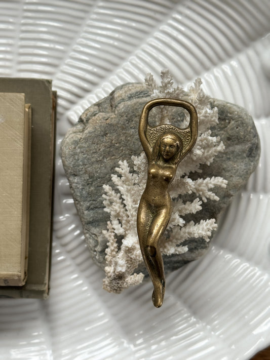 Vintage Art Deco Brass Bottle Opener, Nude Female Form, c.1930s