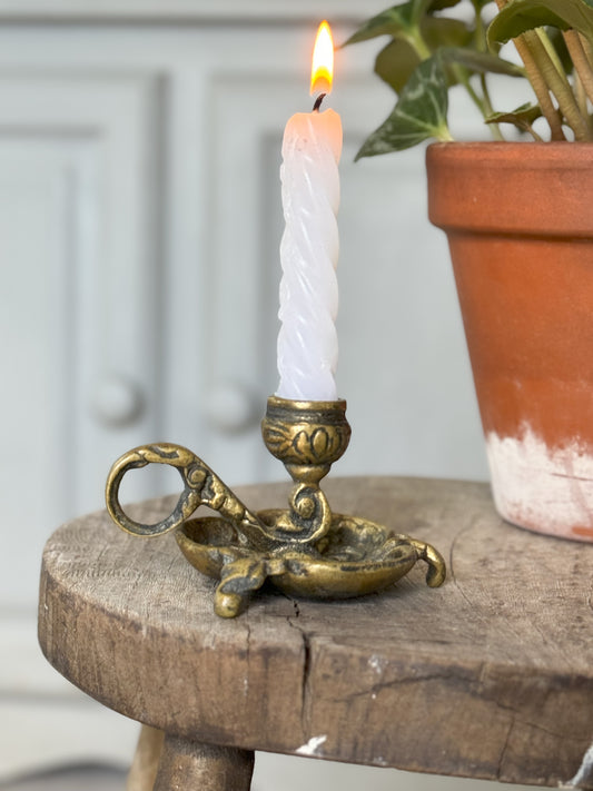 Vintage Solid Brass Thistle Chamberstick