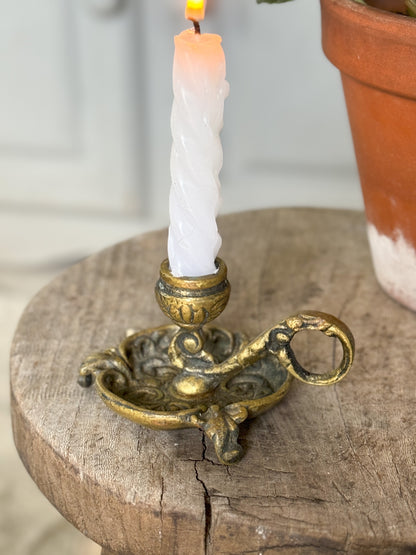 Vintage Solid Brass Thistle Chamberstick