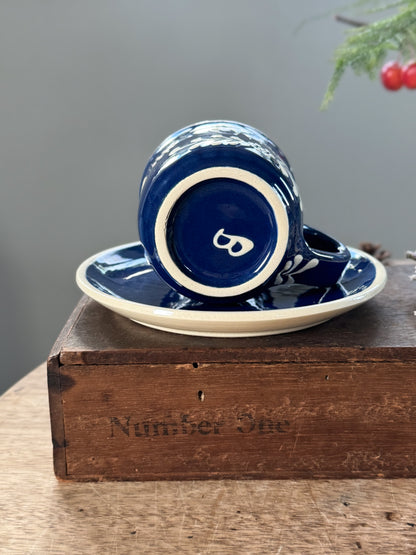 Vintage German Slipware ‘Oma’ / ‘Granny’ Mug & Saucer