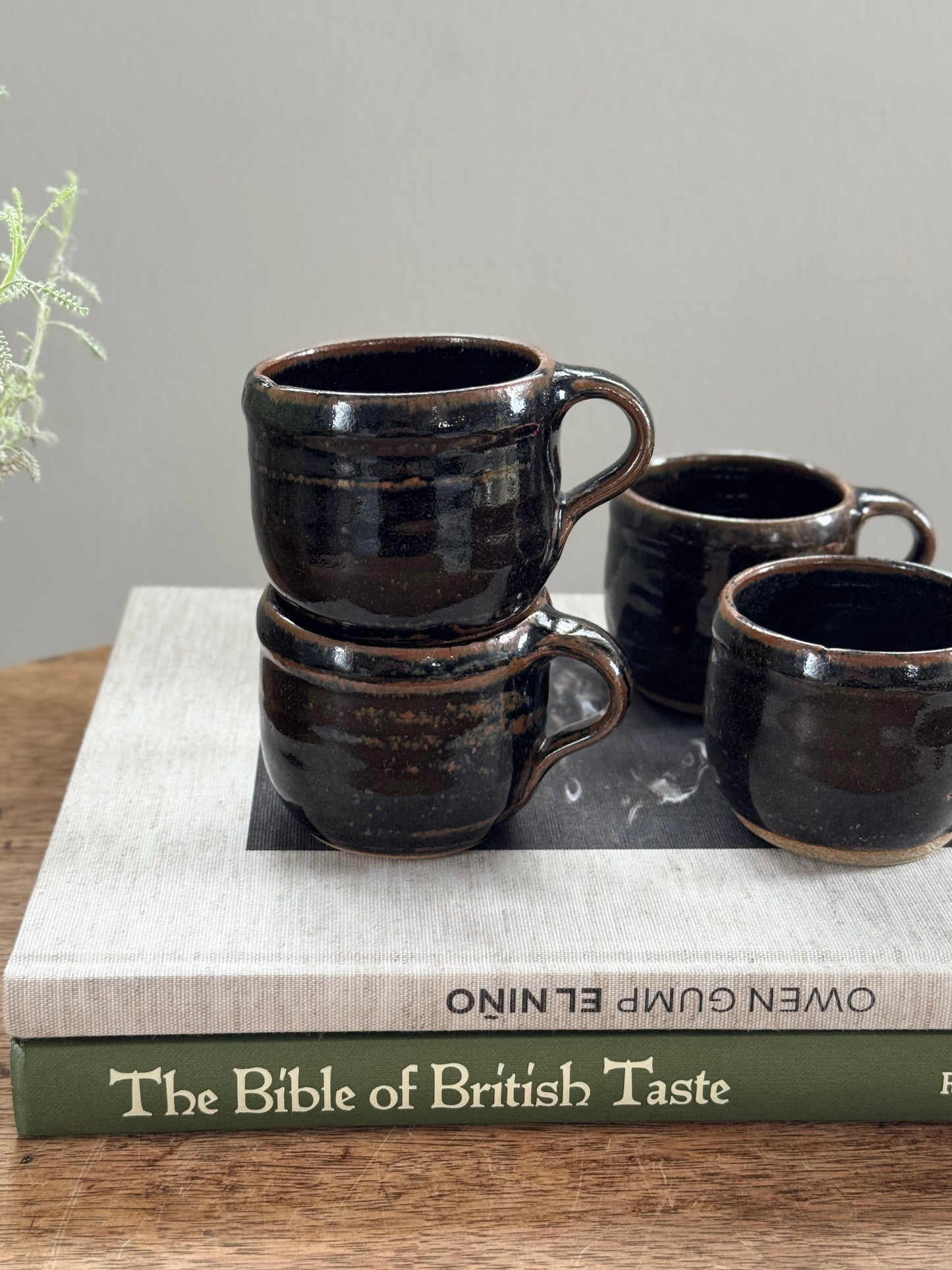 Vintage Studio Pottery Flat White Cups (Set of 4)