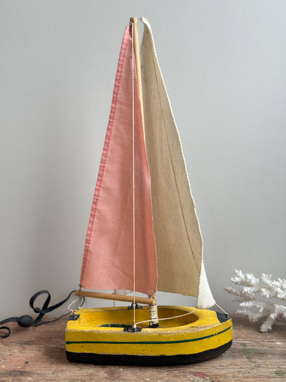 Vintage Handmade Wooden Sailing Boat