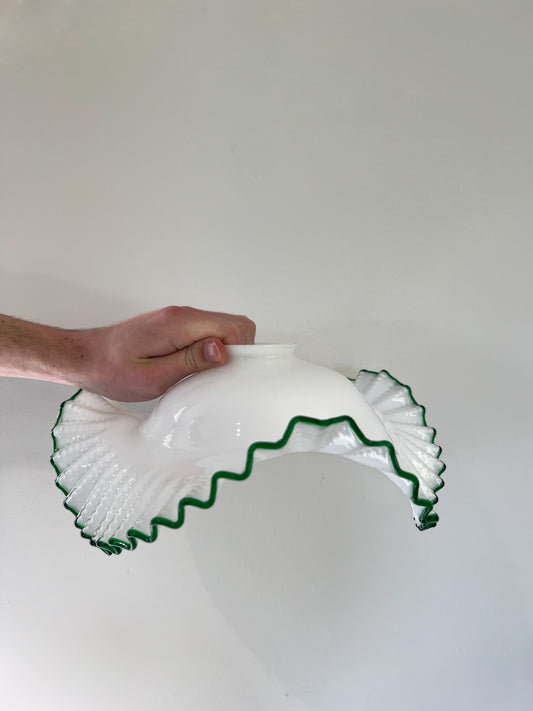 Vintage Milk Glass Ruffled Pendant Shade