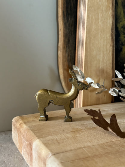 Antique Solid Brass Reindeer Figurine