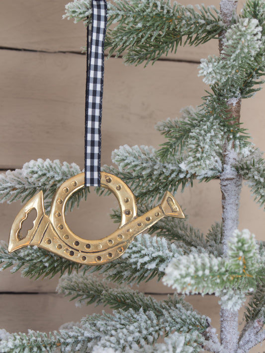 Vintage Solid Brass Christmas Decoration - French Horn
