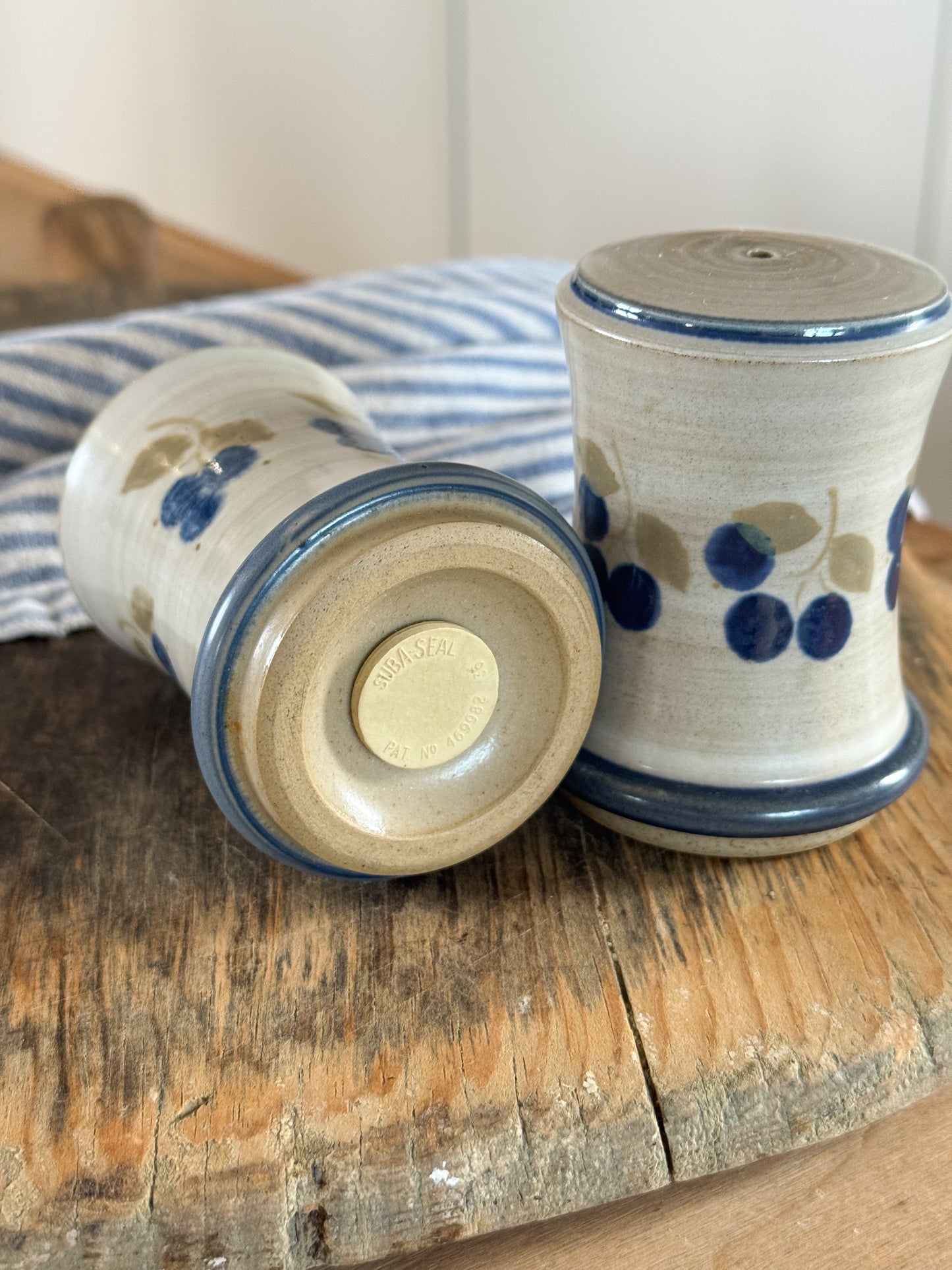 Vintage Studio Pottery Blue Berry Salt & Pepper Shakers (Pair)