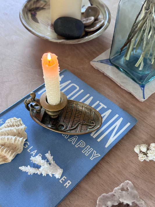 Vintage Brass Boat Shaped Chamberstick