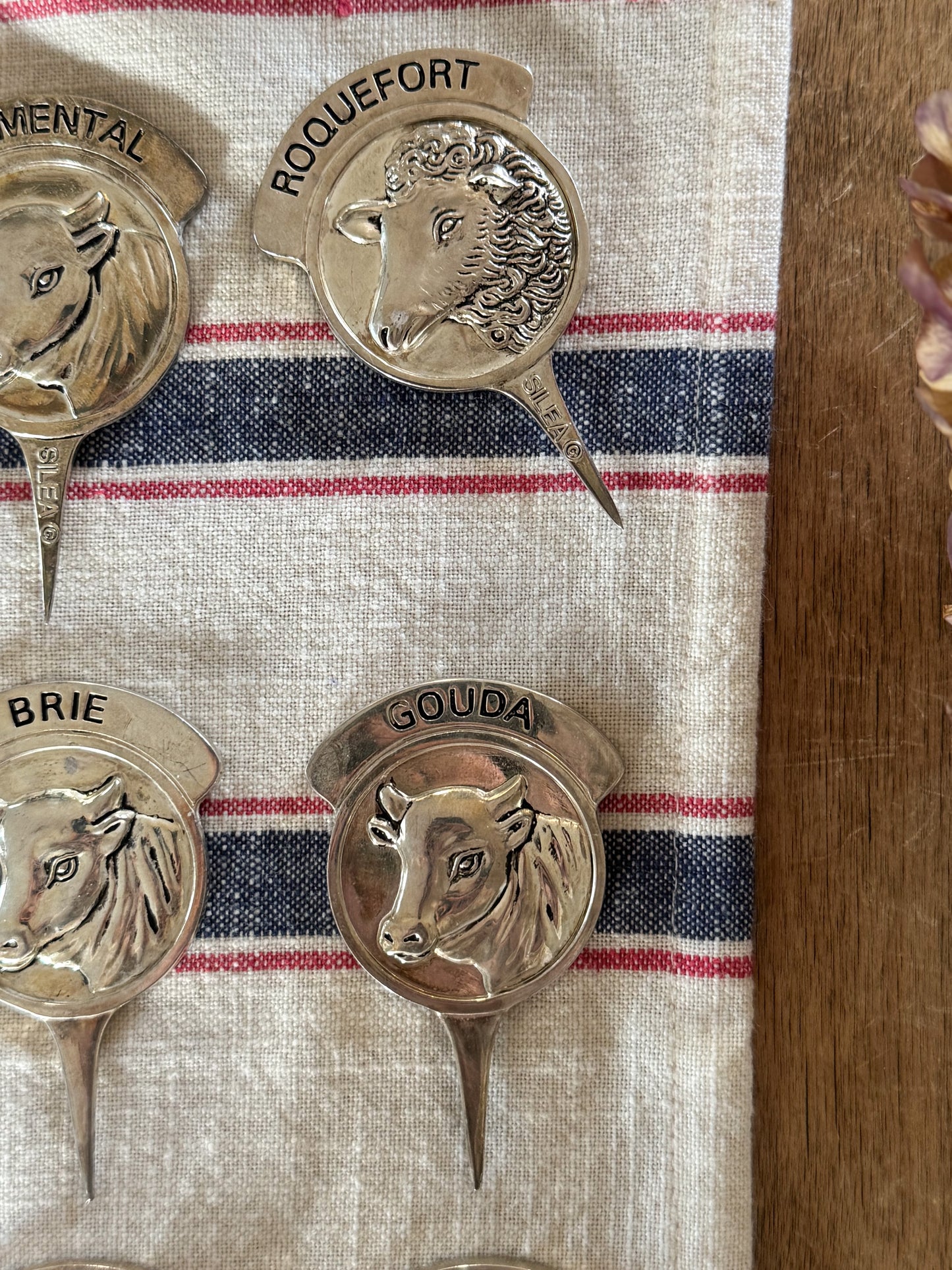 Vintage French Silver-Plated Cheese Markers by Silea - Set of Six