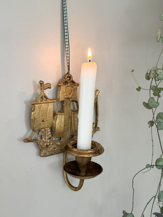 Vintage Brass Ship Wall Sconce