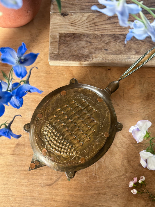 Antique 19th Century Indian Handmade Brass & Copper Turtle Grater