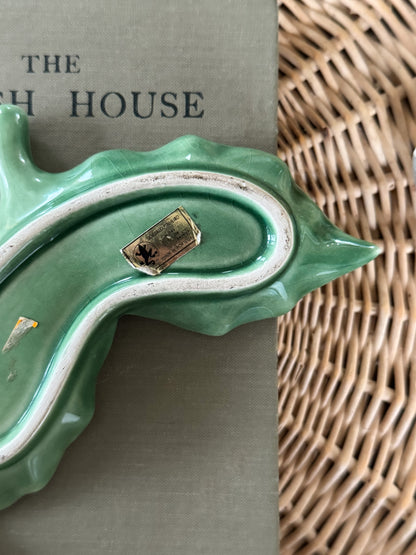 Vintage Portuguese Bordallo Pinheiro Holly Leaf Trinket Dish