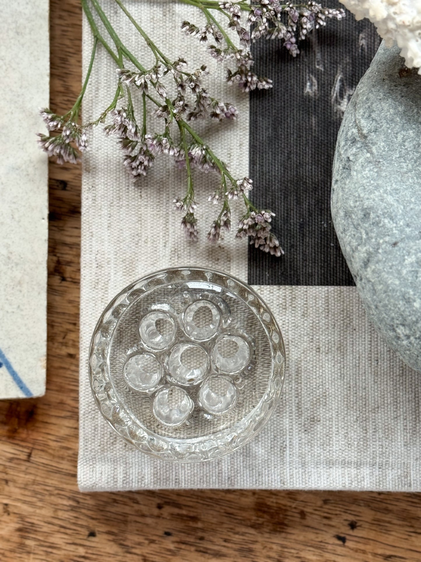 Vintage 1930s Miniature Handmade Glass Flower Frog