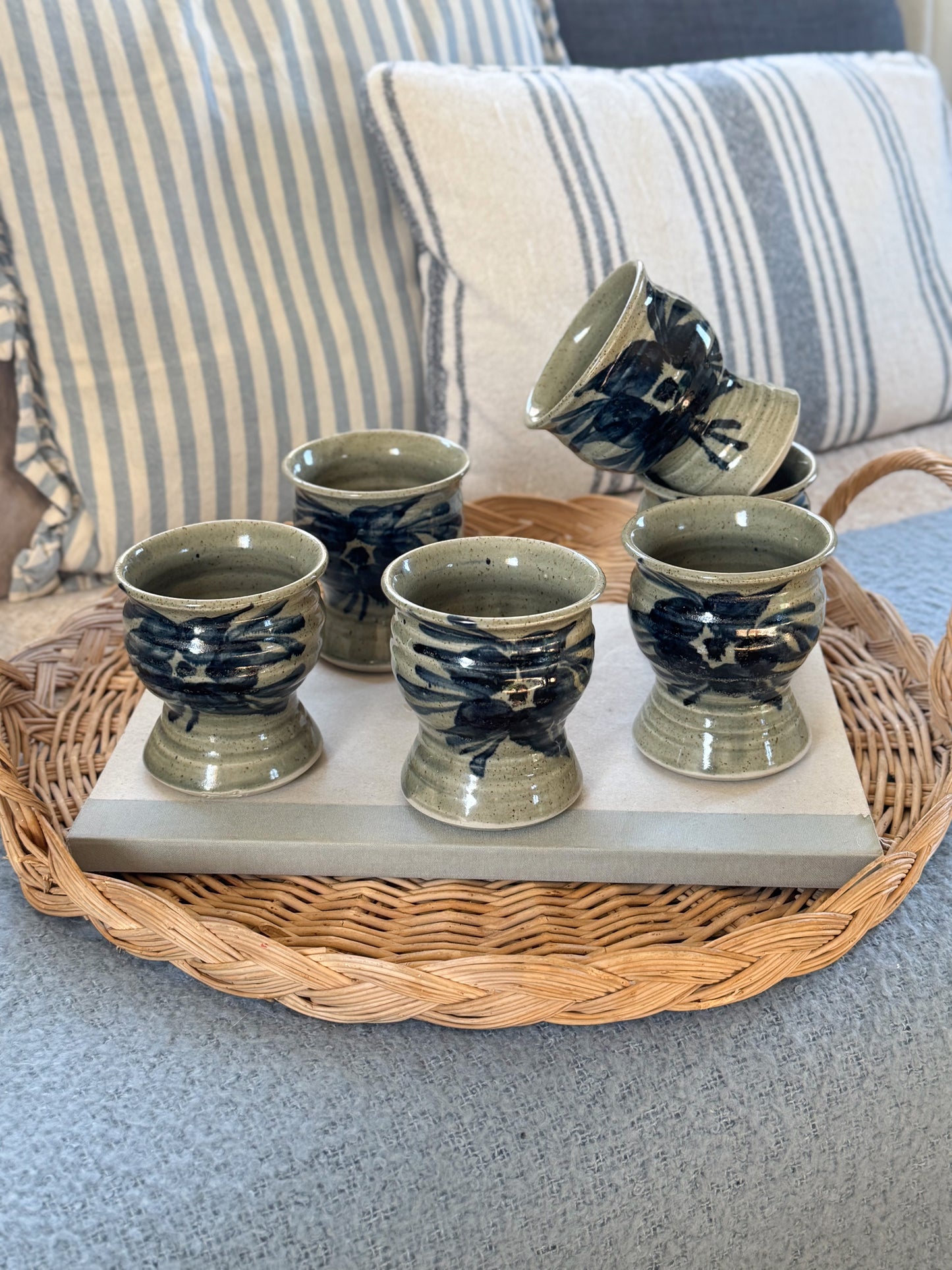 Vintage Welsh Studio Pottery Tumblers by Begelly Pottery • Set of 6