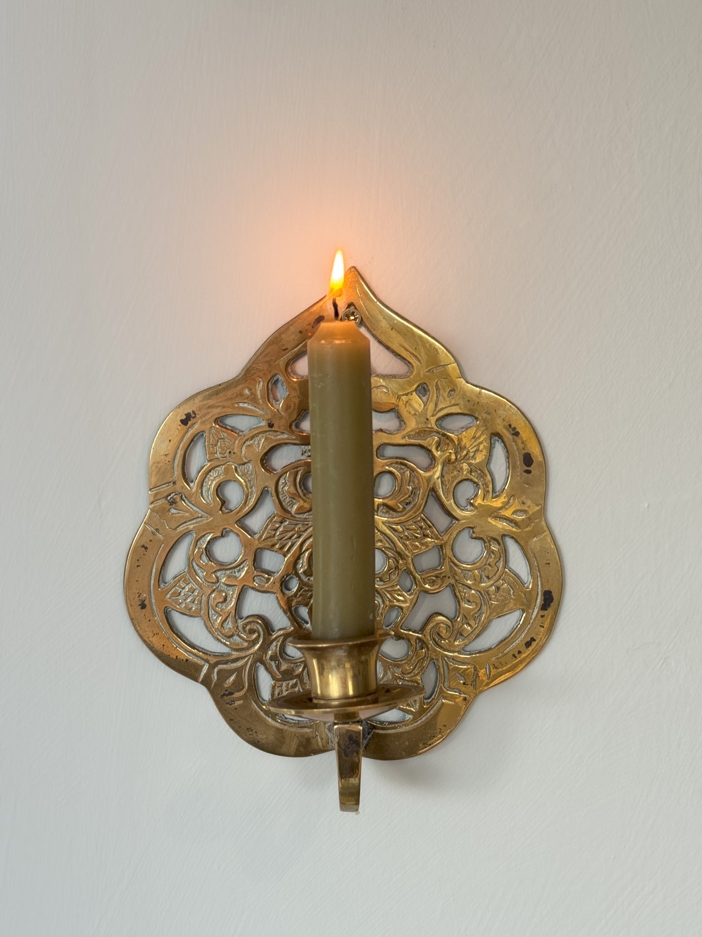 Vintage Solid Brass Sconce Pair