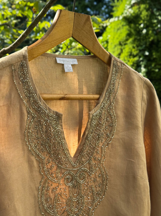 Vintage Charter Club Golden Hour Linen Tunic, Size S