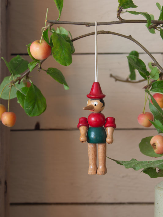 Vintage Italian Hand-Painted Wooden Pinocchio Christmas Decorations • Sold Individually