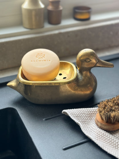 Vintage Solid Brass Duck Soap Dish