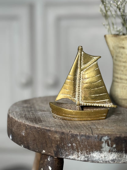 Vintage Solid Brass Sailing Boat