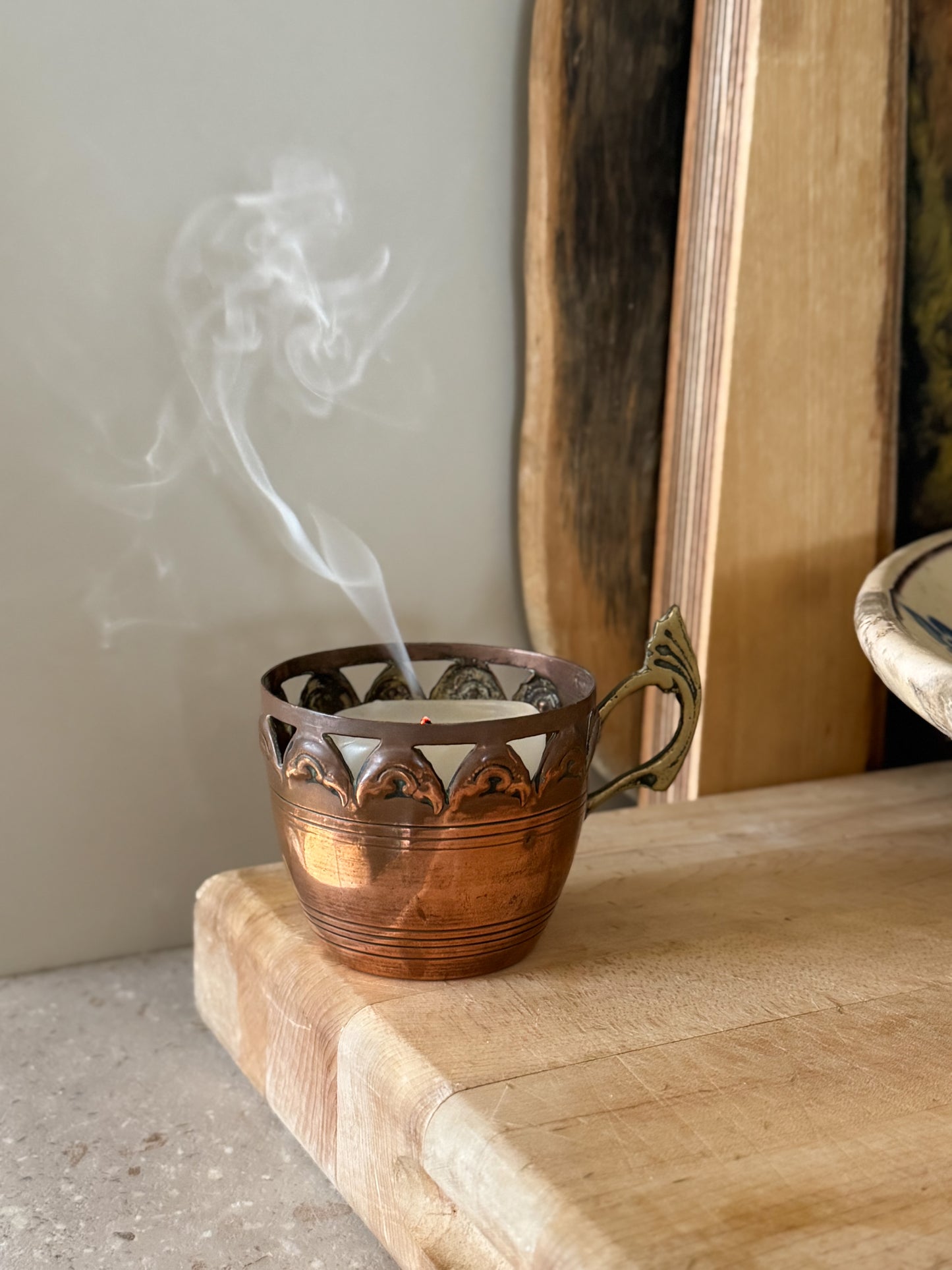 Vintage Handmade Copper & Brass Candle Cups (Two available - sold separately)