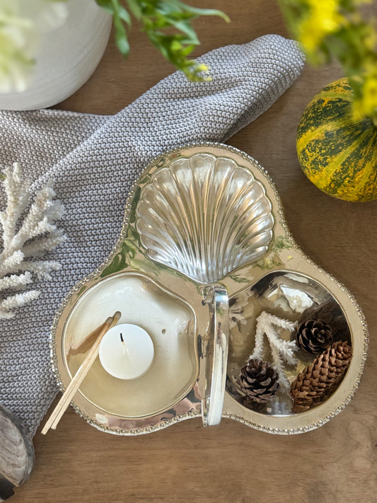 Vintage Yeoman Plate Silver-Plated Scalloped Shell Nibble Dish - Made in England