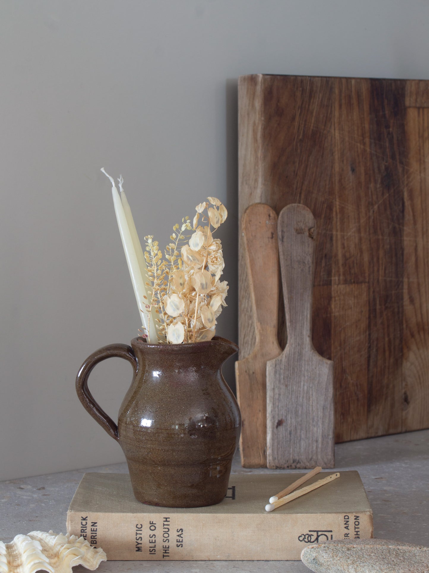 Vintage Buckfast Abbey Studio Pottery Brown & Olive Creamer Jug