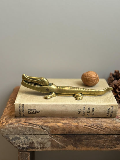 Vintage Solid Brass Alligator Nut Cracker