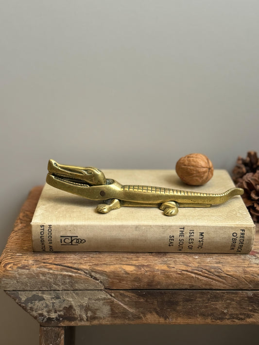 Vintage Solid Brass Alligator Nut Cracker