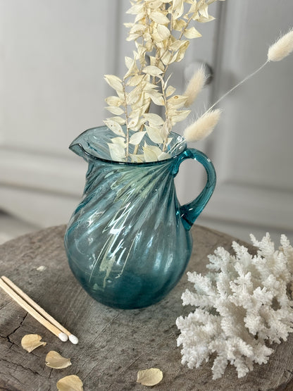 Handblown Blue Glass Jug