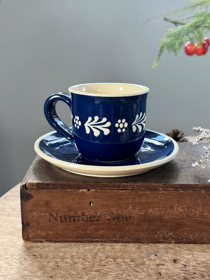 Vintage German Slipware ‘Oma’ / ‘Granny’ Mug & Saucer