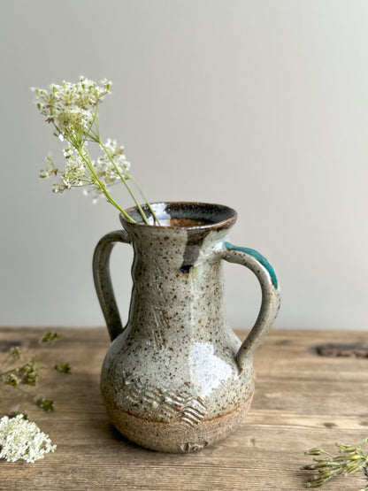 Miniature Abstract Glazed Studio Pottery Handled Pot