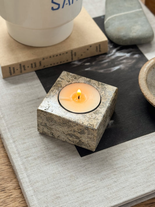 Polished Fossil Tealight Holder