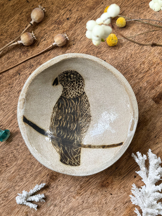 Vintage Studio Pottery Bird Bowl, Signed A.H