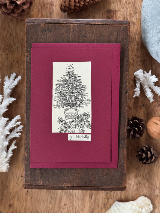 Handmade Hiraeth Vintage Illustration Greeting Card ‘Y Nadolig’ • A6