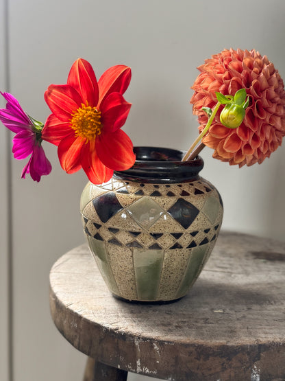 Vintage Handmade Studio Pottery Geometric Pot