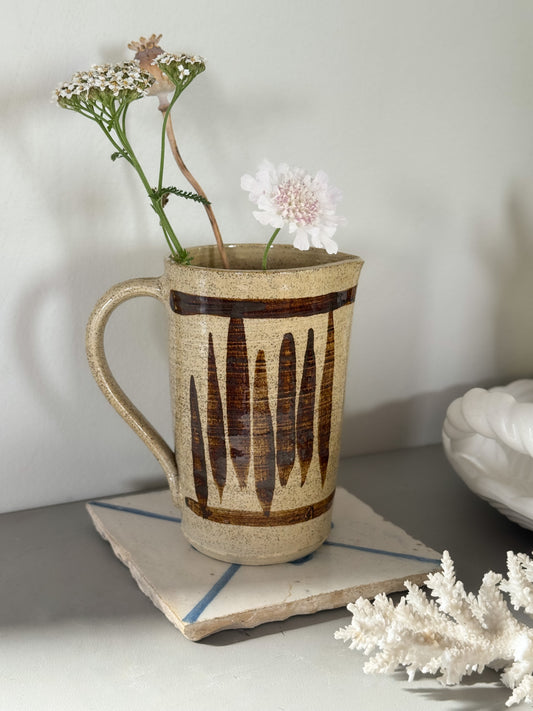Vintage Salt Glaze Tall Studio Pottery Jug