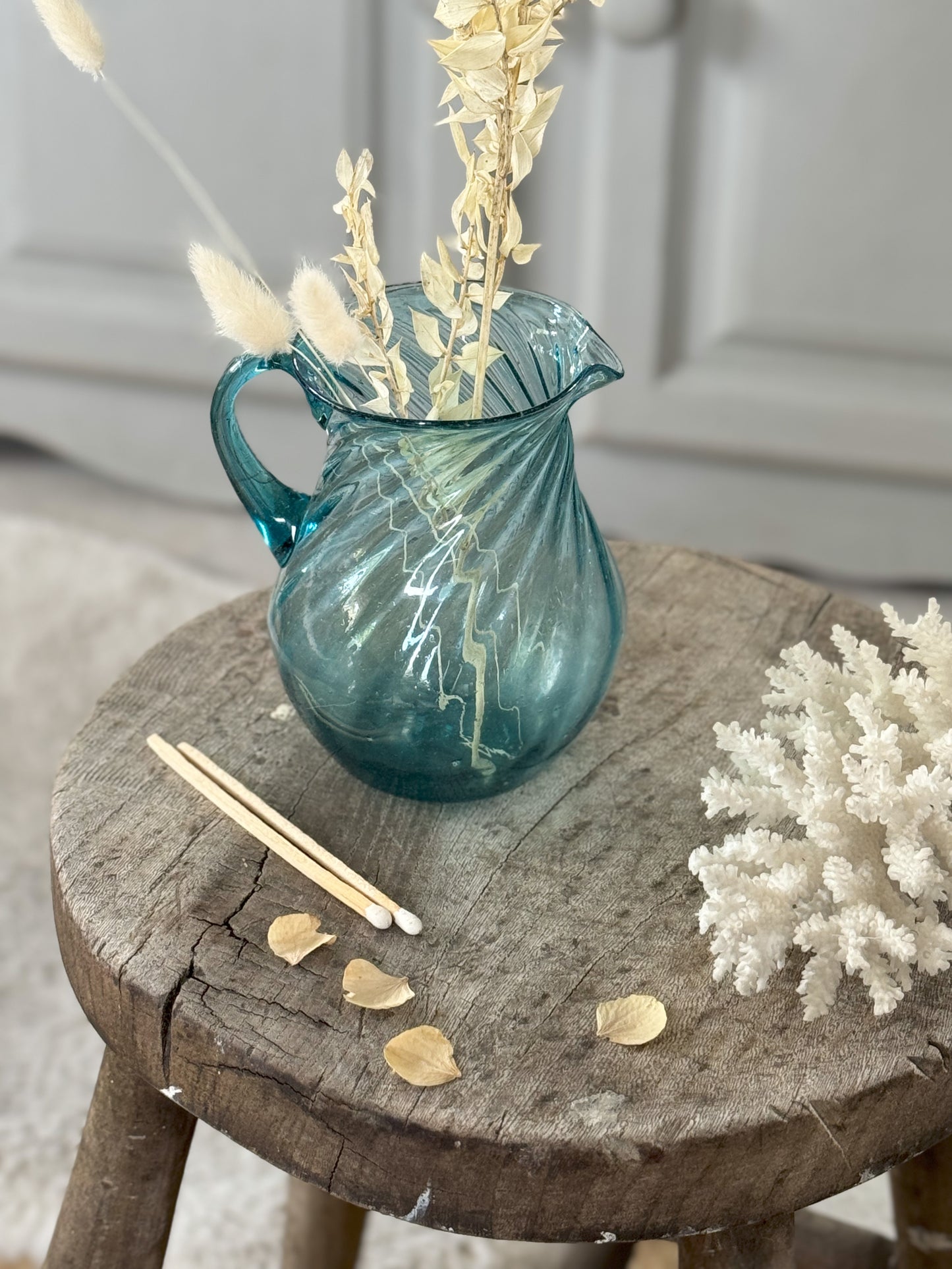 Handblown Blue Glass Jug