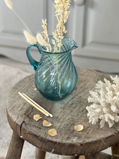 Handblown Blue Glass Jug