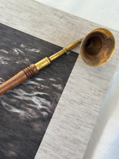 Antique Victorian Brass & Wood Handmade Candle Snuffer