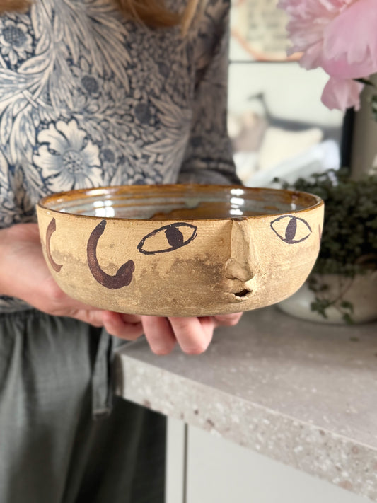 Unique ‘Face of the Moon’ Studio Pottery Bowl