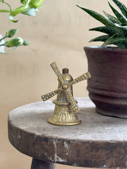 Small Vintage Solid Brass Windmill