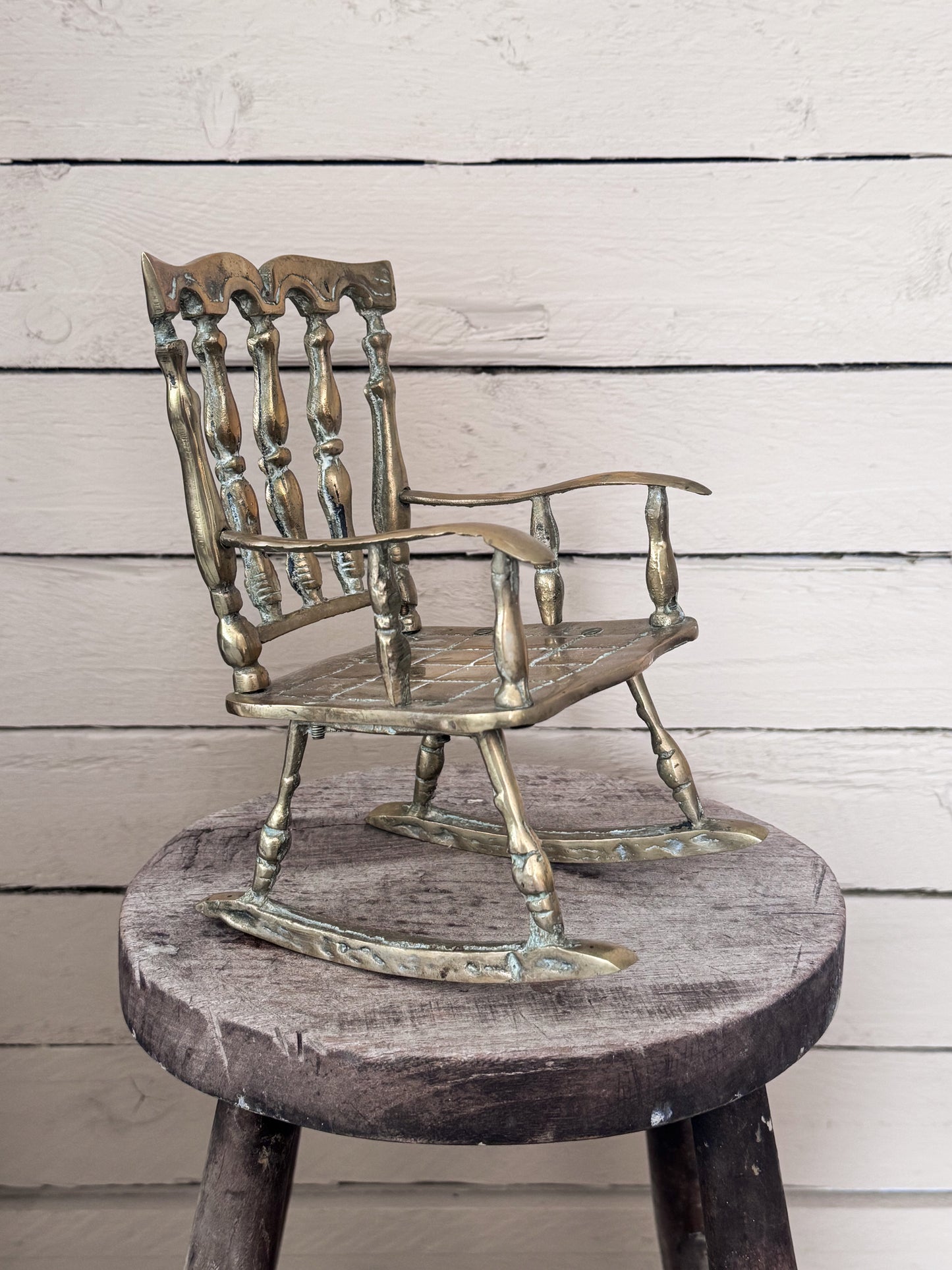 Vintage Solid Brass Rocking Chair
