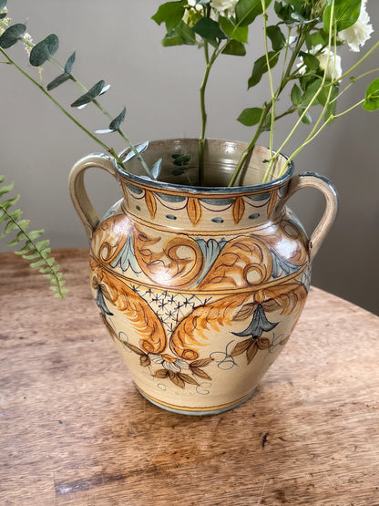 Vintage Large Portuguese Studio Pottery Handled Vessel