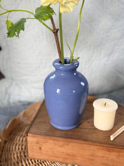 Antique Ronuk Furniture Polish Glazed Blue Stoneware Bottle